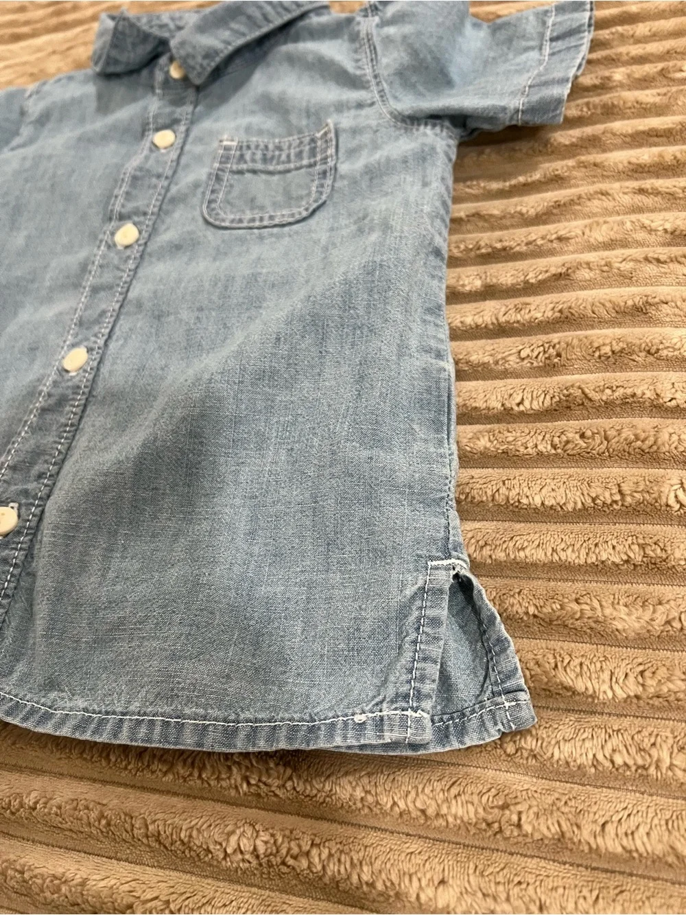 OshKosh B’gosh Toddler Boys Light Wash Denim Button Down Shirt- 4T- 100% Cotton